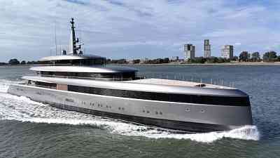 New 84 metre Feadship superyacht Obsidian in Rotterdam