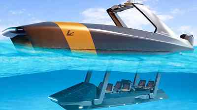 This watercraft turns into a submersible as the seating compartment lowers down underwater