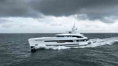 57 metre Heesen aluminium super yacht Santosha on sea trials