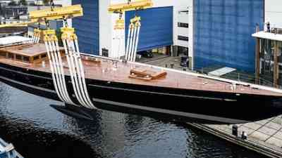 65 metre sailing yacht Aquarius launched at Royal Huisman