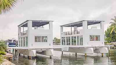 Futuristic floating home uses its sea legs to rise above the waves