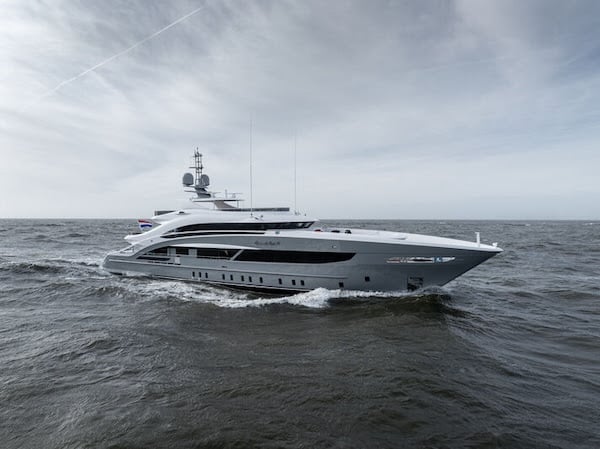 50 metre Heesen super yacht Cinderella Noel IV on sea trials