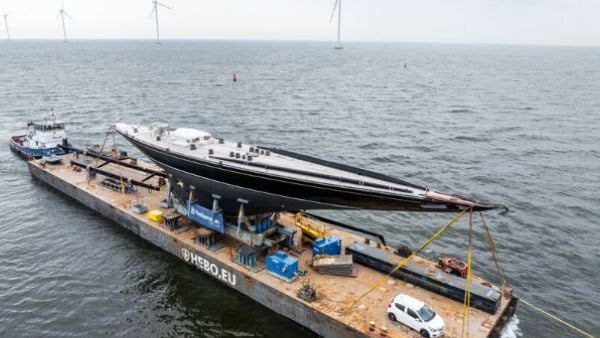 J Class sailing yacht Hanuman arrives at Holterman for refit