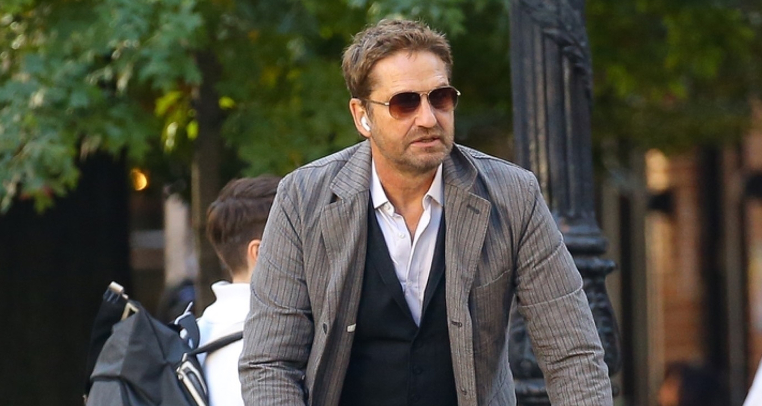 Gerard Butler Goes for Bike Ride Around NYC with a Friend